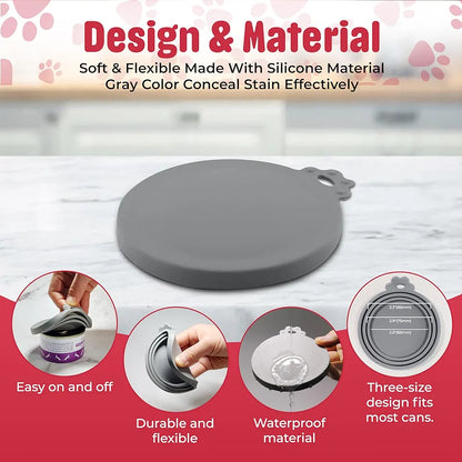 Pet Food Can Lids – Silicone Dog Food Can Covers Lids – Soft Flexible Can Covers for Dog Food Cans – BPA-Free and Microwave-Safe Silicone Lids for Dog and Cat Food Storage – Universal Fit