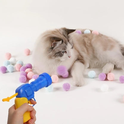 Cat Toy Ball Launcher Gun, Plush Ball Shooting Gun Color Random